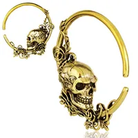 Brass Floral Skull Ear Weights 6g