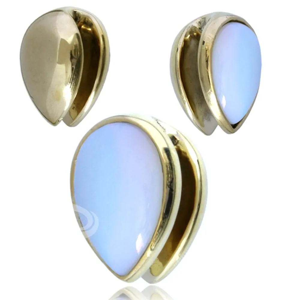 Brass and Opalite Pointed Ear Weights 5/8″