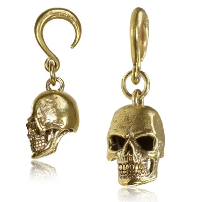 Brass Skull Ear Weights 8g