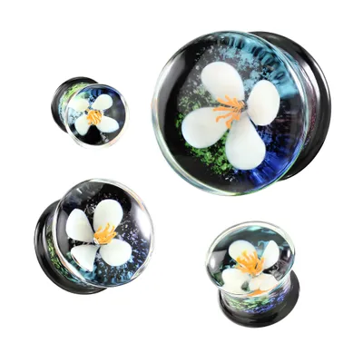 Glass Flower Plugs 0g – 5/8