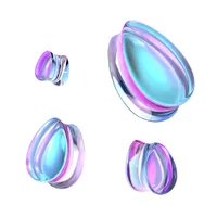 Teardrop Iridescent Glass Plugs 2g – 1″