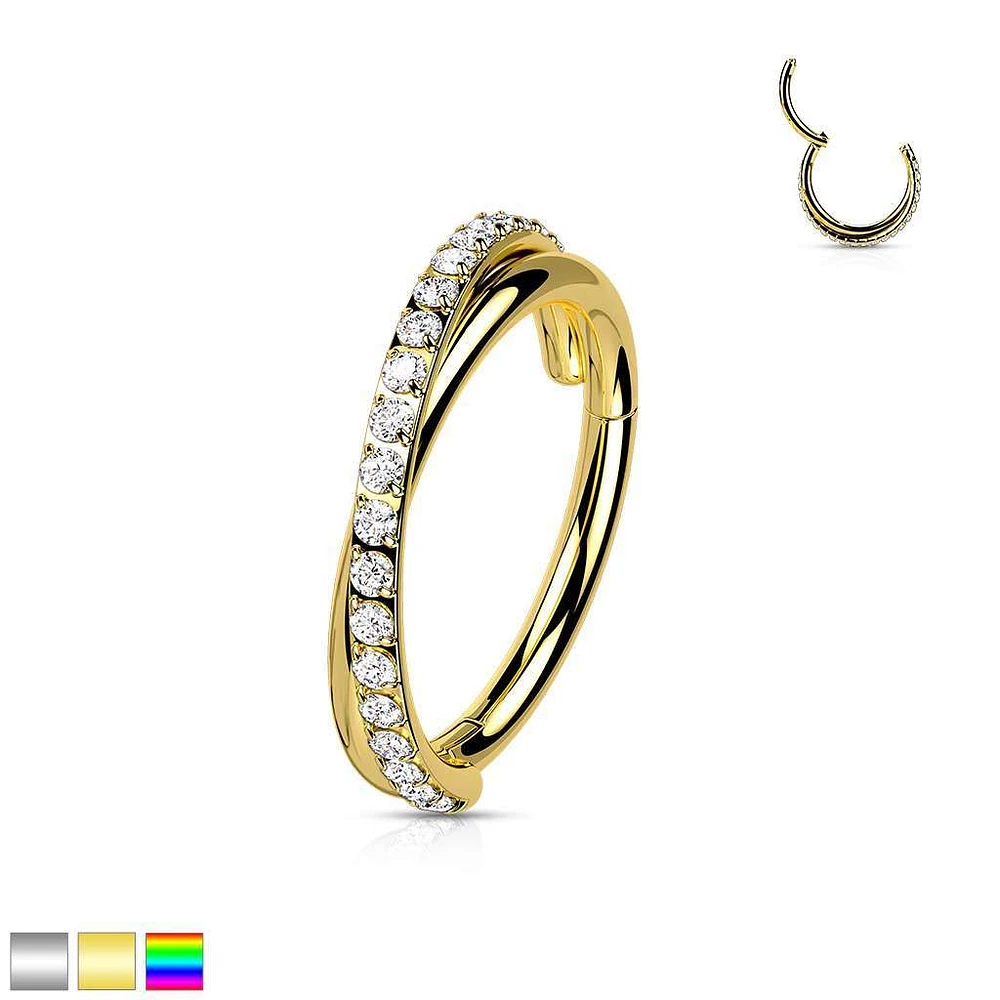 PREMIUM Crystal Edge Twist Segment Ring 16g
