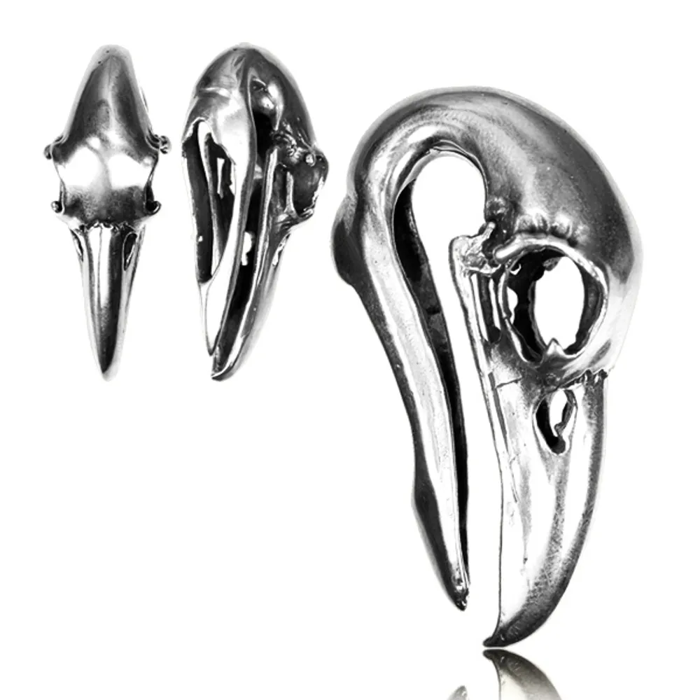 White Brass Bird Skull Ear Weights 0g