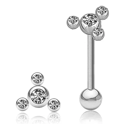 PREMIUM Floating Crystal Tongue Ring 14g