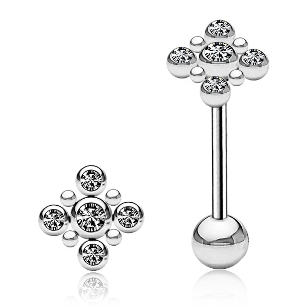 PREMIUM Dotwork Crystal Tongue Ring 14g