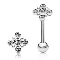 PREMIUM Dotwork Crystal Tongue Ring 14g