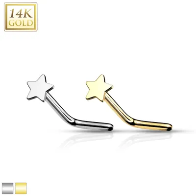 14K Gold Star Nose Pin 20g