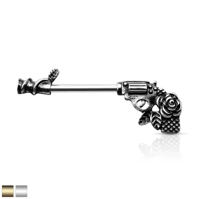 Rose Pistol Nipple Barbell 14g