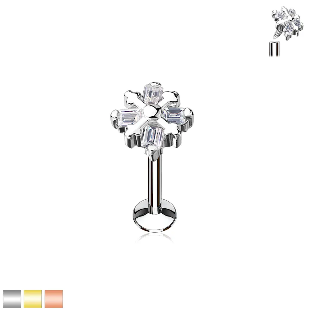 PREMIUM Crystal Square Labret 16g