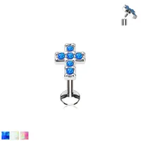 PREMIUM Opal Cross Labret 16g