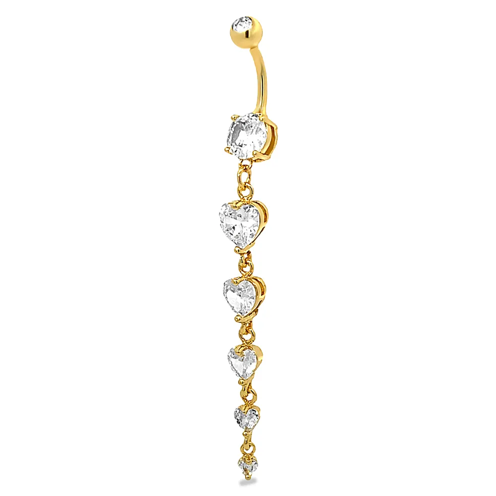 Heart Drops Crystal Navel Dangle 14g