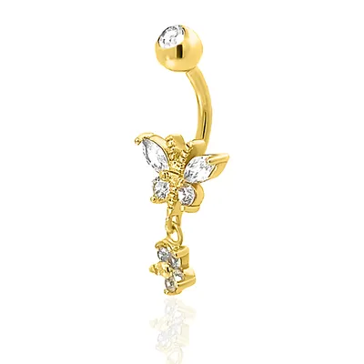 Butterfly Garden Dangle Belly Button Ring 14g