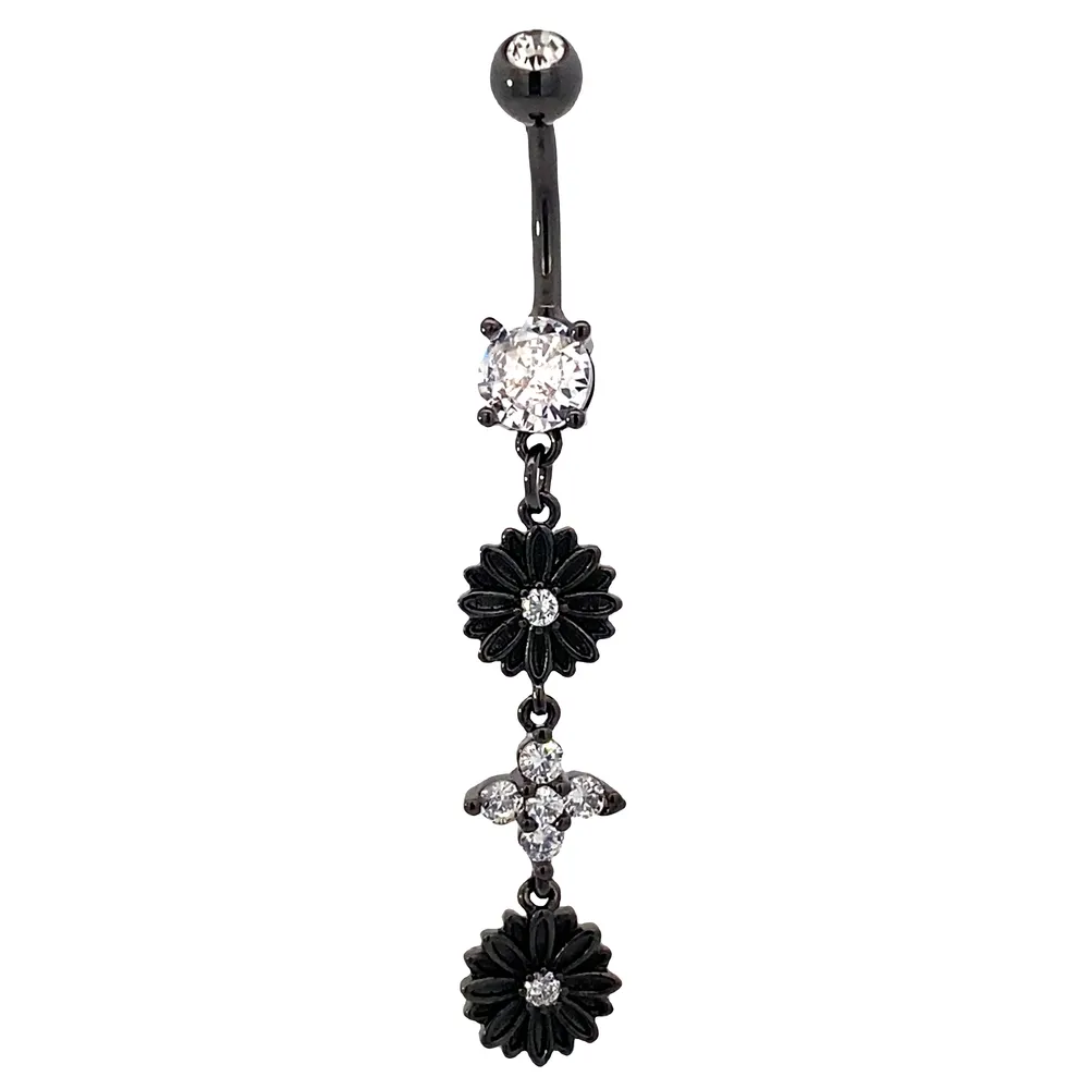 Flower Bouquet Dangle Belly Button Ring 14g