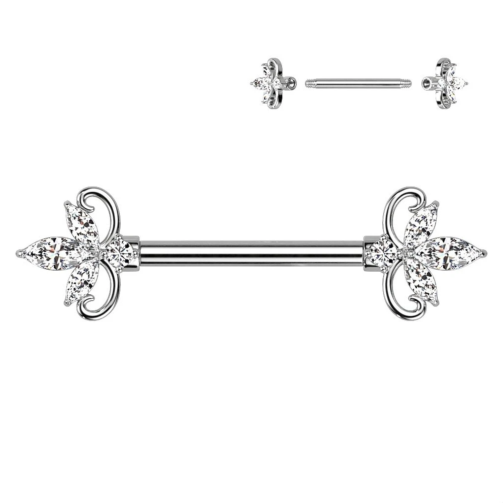 Fancy Crystal Nipple Ring 14g