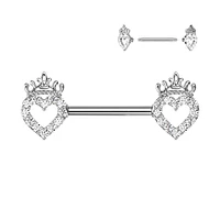 Fancy Heart and Crown Nipple Ring 14g