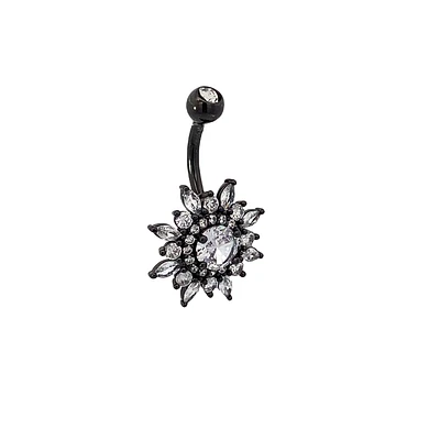 Sunburst Crystal Navel Barbell 14g