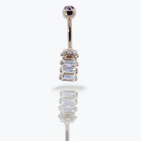 Square Glam Navel Barbell 14g