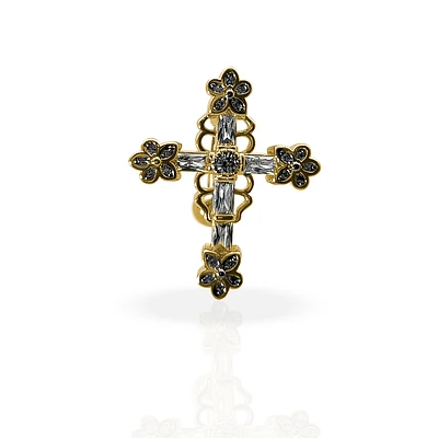 Sparkling Cross Flower Inverted Navel Barbell 14g