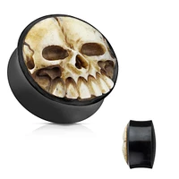 Buffalo Horn + Buffalo Bone Skull Saddle Plugs 00g – 1″