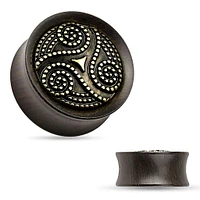 Ebony Wood + Tribal Dotted Shield Saddle Plugs 2g – 1″