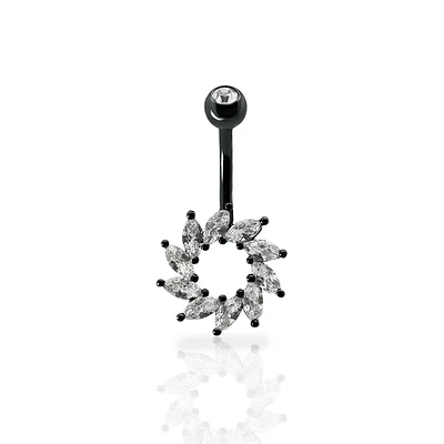 Crystal Leaf Navel Barbell 14g