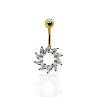 Crystal Leaf Navel Barbell 14g