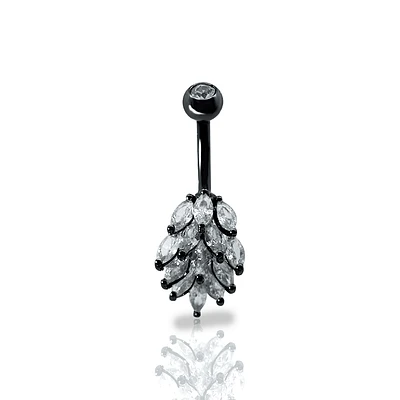 Crystal Leaf Cluster Navel Barbell 14g