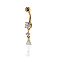 Crystal Drops Dangled Belly Button Ring 14g