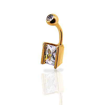 Square Crystal Belly Button Ring 14g