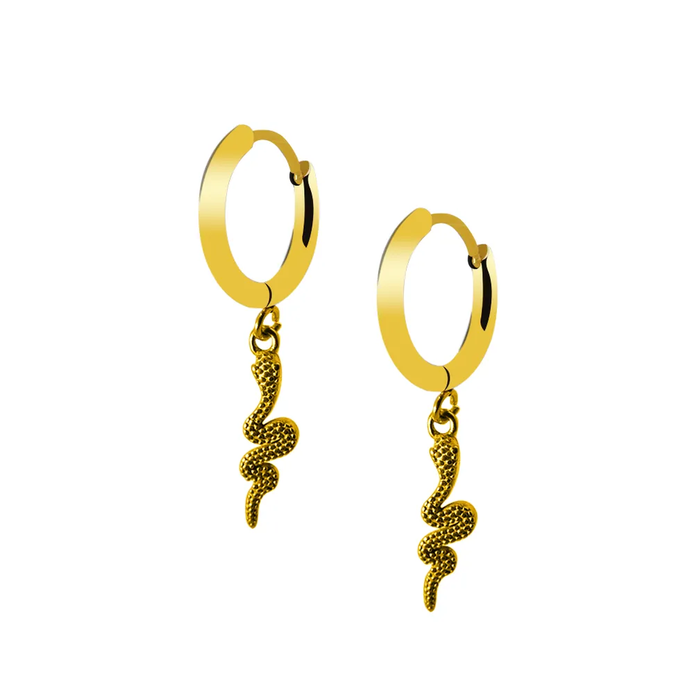 Snake Dangle Rounded Cuff Earrings