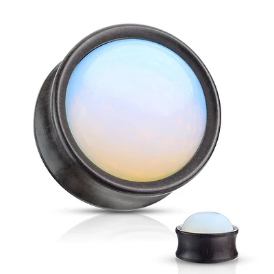 Ebony Wood + Opalite Saddle Plugs 2g – 1″