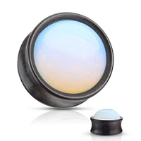Ebony Wood + Opalite Saddle Plugs 2g – 1″