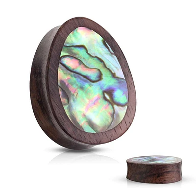 Teardrop Sono Wood + Abalone Inlay Saddle Plugs 0g – 1″
