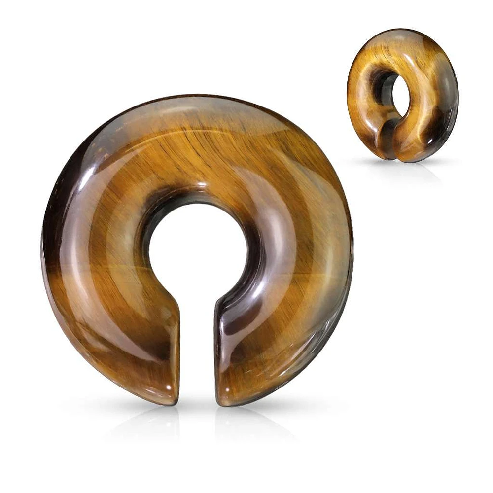 Tiger Eye Stone Hoop Plugs 2g – 5/8″