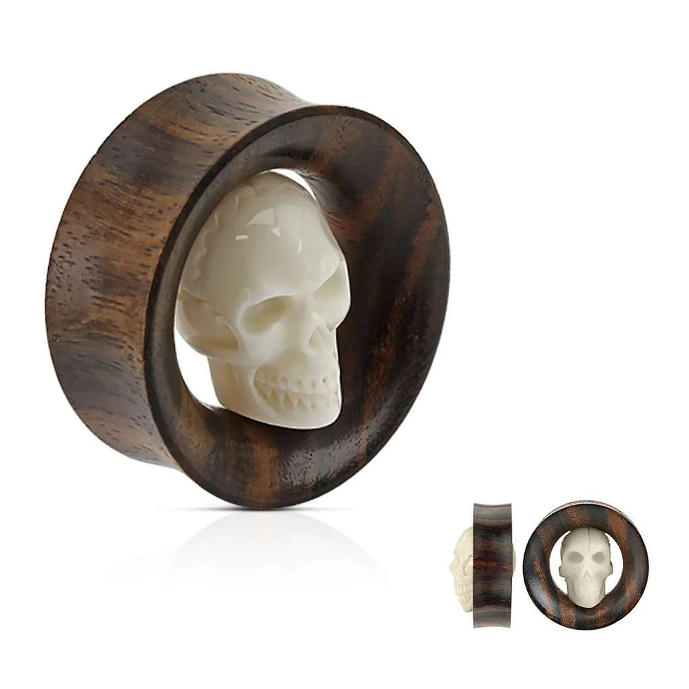 Sono Wood + Skull Saddle Tunnels 3/4″ – 1 3/8″