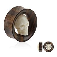 Sono Wood + Skull Saddle Tunnels 3/4″ – 1 3/8″