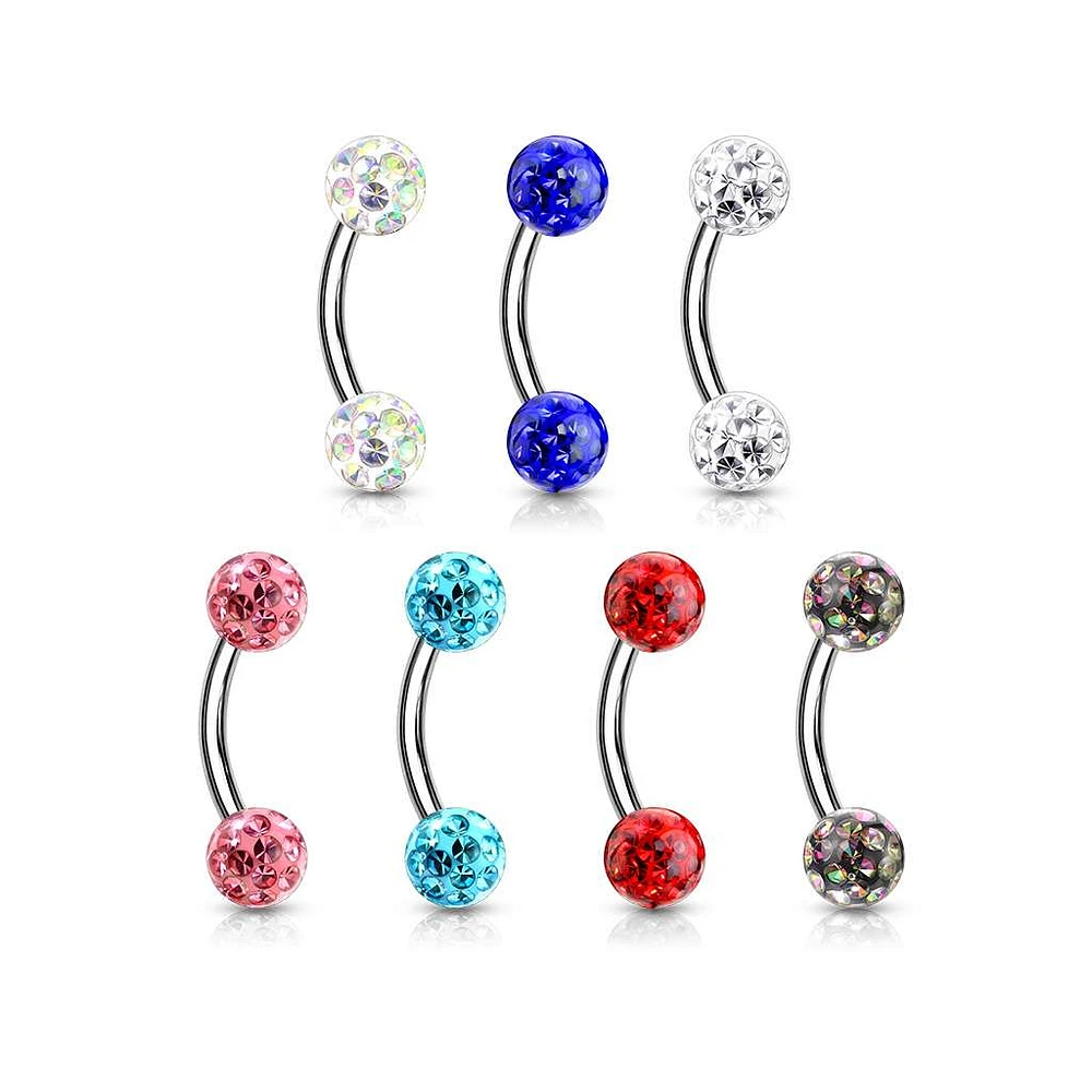 Surgical Steel Ferido Bead Curved Barbell 14g