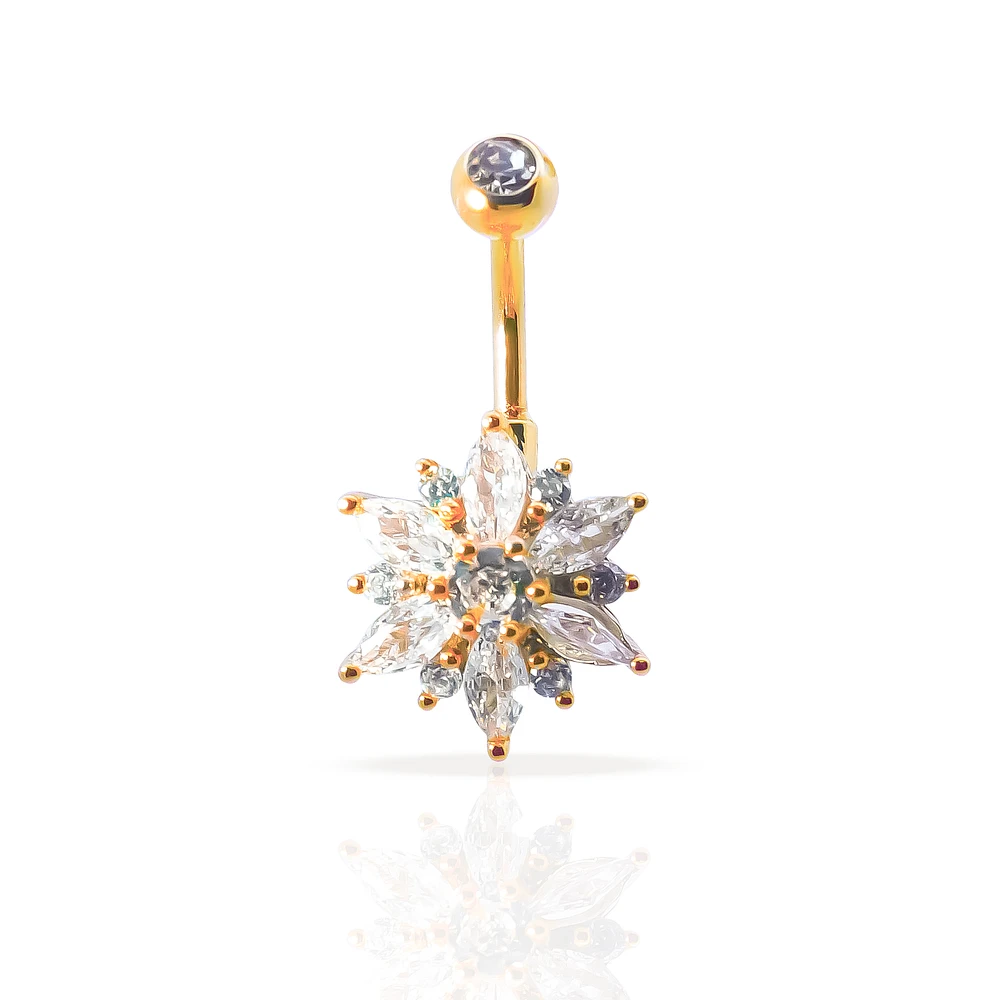 Fancy Power Flower Navel Barbell 14g