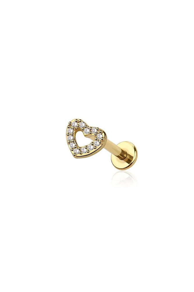 PREMIUM Crystal Heart Labret 16G