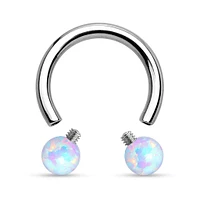 PREMIUM Surgical Steel Opal Circular Barbell 16g-14g
