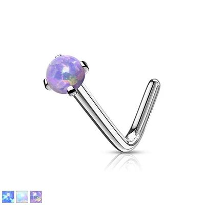 PREMIUM Surgical Steel Claw-Set Opal Nose Pin 18g