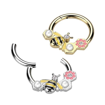 PREMIUM Pearl Bee Segment Ring 16g