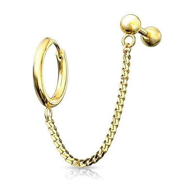 Surgical Steel Cartilage Stud + Chain Earrings