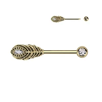 Peacock Feather Nipple Barbell 14g