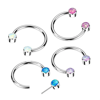 PREMIUM Luxe G23 Ti Bezel-Set Opal Circular Barbell