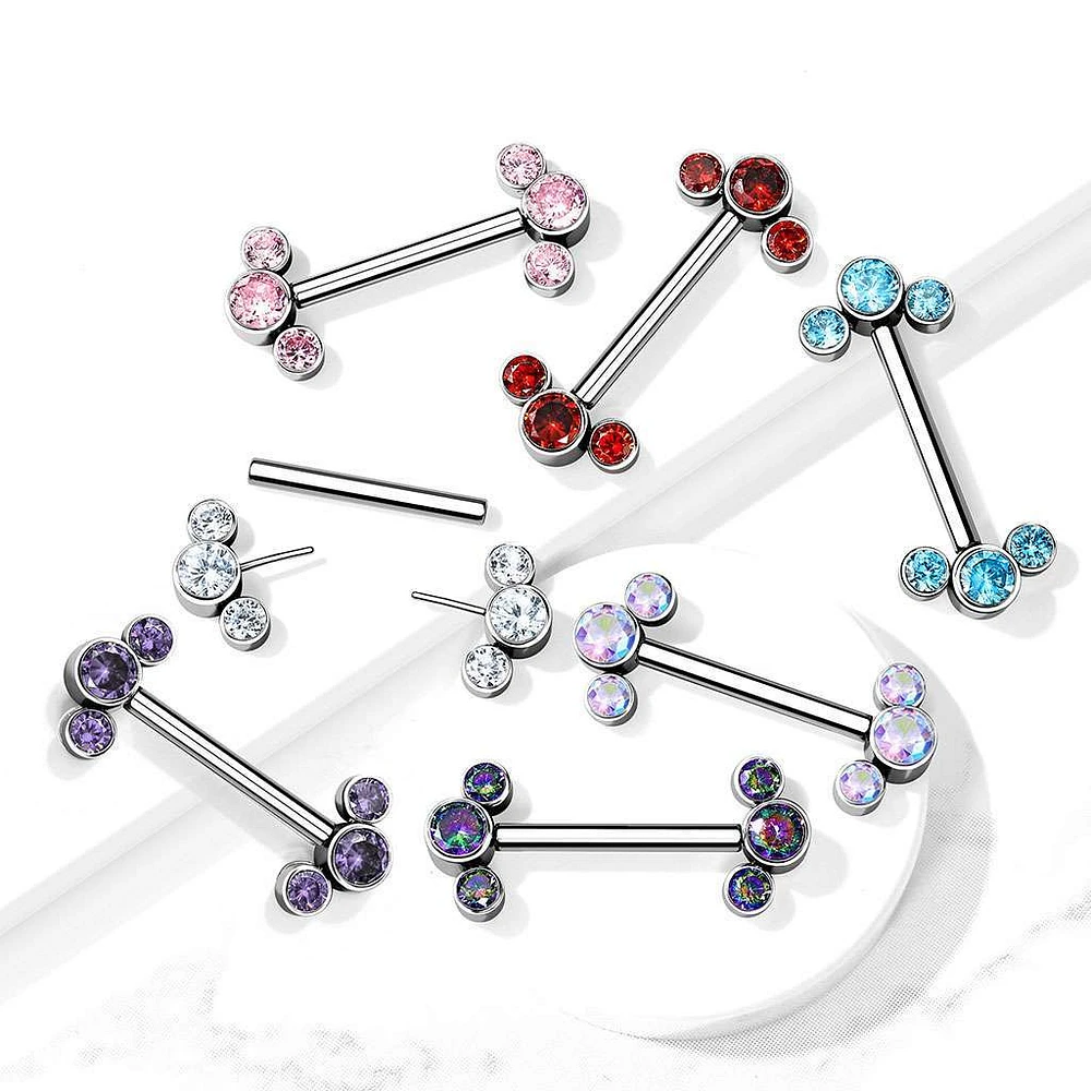 PREMIUM Luxe G23 Ti Curved Cluster Nipple Barbell