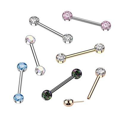 PREMIUM Luxe G23 Ti Crystal Nipple Barbell