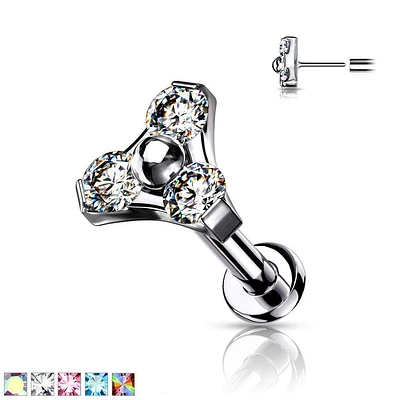 PREMIUM Luxe G23 Ti Trinity Crystal Threadless Flatback