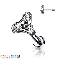 PREMIUM Luxe G23 Ti Trinity Crystal Threadless Flatback