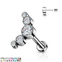 PREMIUM Luxe G23 Ti Crystal Cluster Threadless Flatback